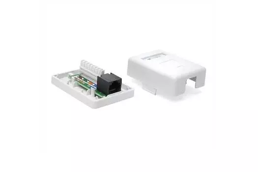 Розетка RJ-45 открытый монтаж категория 6, механизм в сборе, белый, TWT (TWT-SM1-45/S6-WH)