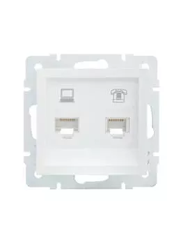 Розетка RJ-45+RJ-12 скрытый монтаж, 1 модуль, белый, Lezard Vesna (742-0288-143)