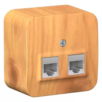 Розетка RJ-45+RJ-45 открытый монтаж категория 5e, механизм в сборе, ясень, Schneider Electric Blanca (BLNIA045455)
