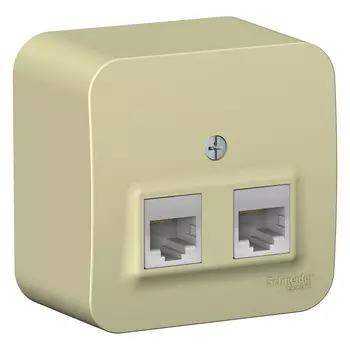 Розетка RJ-45+RJ-45 открытый монтаж категория 5e, механизм в сборе, бежевый, Schneider Electric Blanca (BLNIA045457)