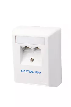 Розетка RJ-45+RJ-45 открытый монтаж категория 5e, Eurolan (12D-U5-02WT)