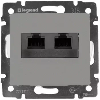 Розетка RJ-45+RJ-45 скрытый монтаж категория 5, белый, Legrand Valena (774231)