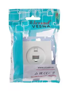 Розетка RJ-45 скрытый монтаж, 1 модуль, белый, Lezard Vesna (742-0288-139)