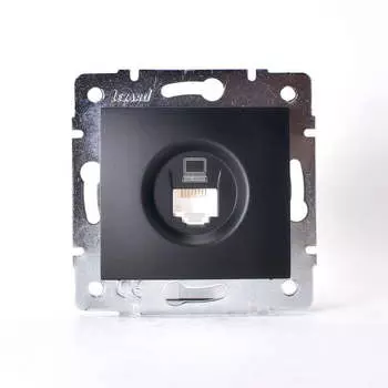 Розетка RJ-45 скрытый монтаж, 1 модуль, черный, Lezard Karina (707-4288-139)