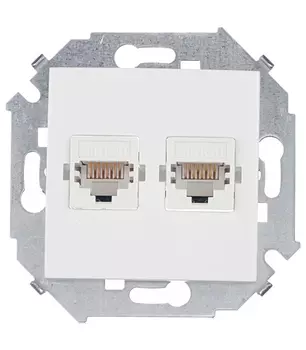 Розетка RJ-45 скрытый монтаж категория 5e, 2 модуля, белый, Simon Systimax (1591593-030)