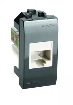 Розетка RJ-45 в кабель-канал категория 5e, 1 модуль, черный, DKC BRAVA (77654N)