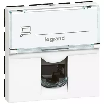 Розетка RJ-45 в кабель-канал категория 6, 2 модуля, белый, Legrand Mosaic (076564)