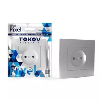 Розетка TOKOV ELECTRIC Pixel, скрытый монтаж, однопостовая, 16А, в сборе, IP20, алюминий, 1 шт. (TKE-PX-R1F-C03)