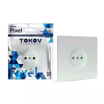 Розетка TOKOV ELECTRIC Pixel, скрытый монтаж, однопостовая, 16А, в сборе, IP20, перламутр, 1 шт. (TKE-PX-R1F-C04)