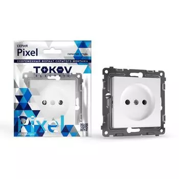 Розетка TOKOV ELECTRIC Pixel, скрытый монтаж, однопостовая, 16А, механизм с накладкой без рамки, IP20, белый, 1 шт. (TKE-PX-R1-C01)