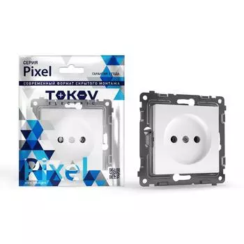 Розетка TOKOV ELECTRIC Pixel, скрытый монтаж, однопостовая, со шторками, 16А, механизм с накладкой без рамки, IP20, белый, 1 шт. (TKE-PX-R1SF-C01)