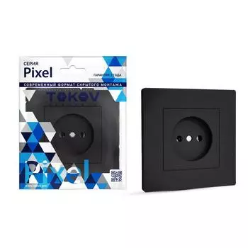 Розетка TOKOV ELECTRIC Pixel, скрытый монтаж, однопостовая, 16А, в сборе, IP20, карбон, 1 шт. (TKE-PX-R1F-C14)