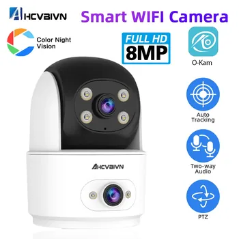 IP-камера видеонаблюдения с двойным объективом, wi-fi, PTZ, 4K