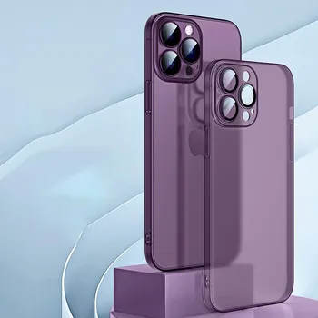 Чехол для телефона iPhone 14 Pro Max Plus, прозрачный матовый чехол для iPhone 13 12 pro Max, защитный чехол для объектива For iPhone 12 белый