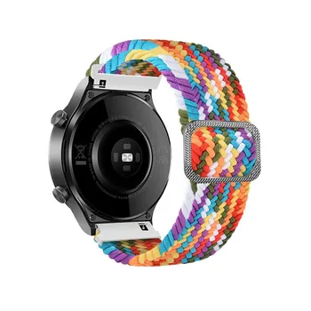Плетеный нейлоновый ремешок 20 мм 22 мм для часов Realme Watch 3/2/2 Pro S/S Pro, эластичный ремешок для часов для Samsung Huawei Amazfit Smartwatch Band 20mm Universal чёрный