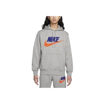 Nike Свободная толстовка с капюшоном с длинным рукавом и принтом логотипа алфавита, мужские топы, серая FN3105-063 L