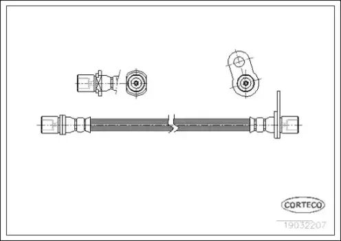 шланг тормозной задний правый! L=356\ Toyota Carina 1.6-2.0TD 92-97 19032207 CORTECO