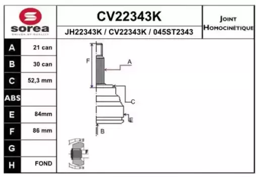 ШРУС наружный EAI CV22343K