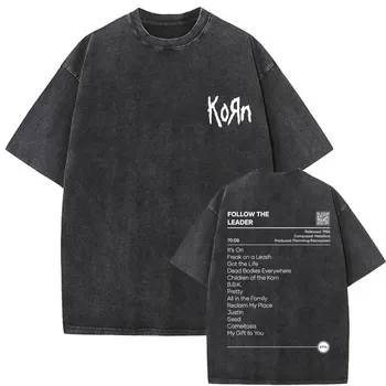 Винтажная футболка с рок-группой Korn, метал-музыка, графические футболки с изображением змеи и скелета, мужские футболки в стиле хип-хоп, мужская футболка оверсайз S