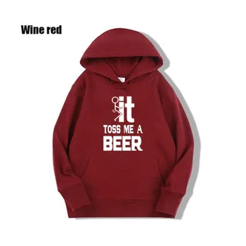 2021 Toss Me a Beer Горячая мода Смешные толстовки Мужские пуловеры с капюшоном Мужская толстовка с капюшоном с принтом S
