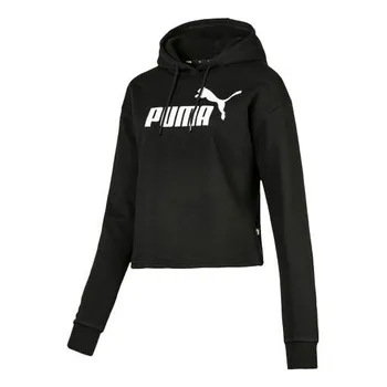 Толстовка elevated essentials cropped fleece hoodie 'black' Puma, черный