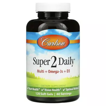 Carlson Labs, Super 2 Daily, витамины и микроэлементы, 120 мягких таблеток