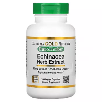 California Gold Nutrition, EuroHerbs, экстракт эхинацеи, 80 мг, 180 вегетарианских капсул
