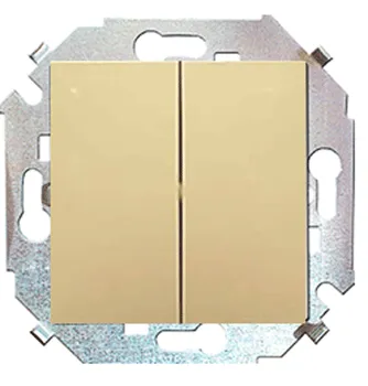 Переключатель Simon 1591397-034 Simon 15 Шампань 2-клавишный, 16А, 250В, винт.заж.