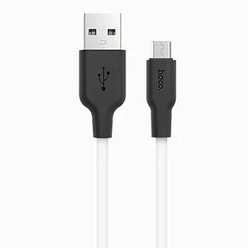 Кабель USB-Micro USB, 2A, 1м, белый/черный HOCO Silicone X21 (6957531071389)
