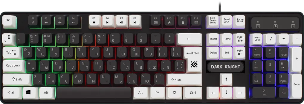 Клавиатура проводная Defender Knight GK-077, мембранная, подсветка, USB, черный/белый (45077)