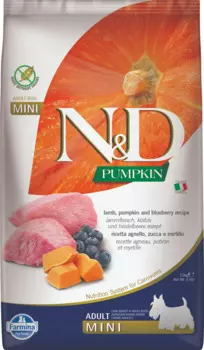 Farmina N&D Pumpkin Сухой корм для собак мелких пород, с ягненком, тыквой и черникой, 2,5 кг