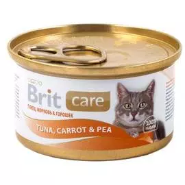 Brit Fish Dreams Влажный корм (консервы) для кошек, с тунцом, морковью и горошком, 80 гр.
