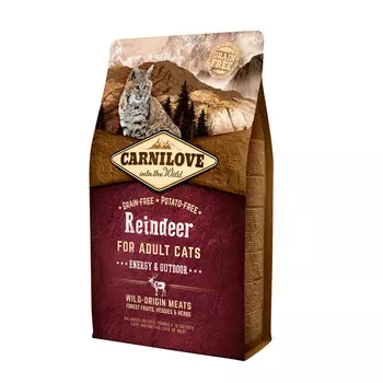 Carnilove Energy &amp; Outdoor Reindeer for Adult корм для активных кошек, с олениной, 2 кг