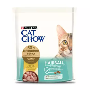 Cat Chow Сухой корм для контроля образования комков шерсти, с высоким содержанием домашней птицы, 400 г