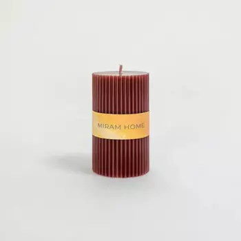 Свеча столбик Ribbed 6 4027746-10 коричневая 10 см