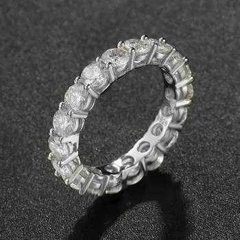 SACE GEMS GRA Сертифицированное кольцо с муассанитом 4 мм VVS1 Lab Diamond Solitaire Ring для женщин Обручальное кольцо с обещанием ювелирных изделий 5 белый/чёрный