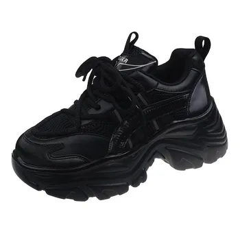 Dad Shoes Женские новые модные кроссовки на платформе в стиле ретро на шнуровке, увеличивающие рост 35