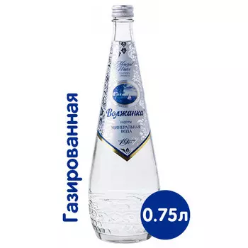 Вода Волжанка минеральная 0.75 литра, газ, стекло, 12 шт.. в уп.