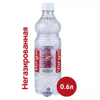 Вода Воргольская Vorgol ФК Спартак 0.6 литра, без газа, пэт, 12 шт. в уп.
