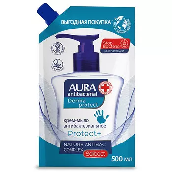 Жидкое мыло AURA антибактериальное Dermo Protect дой-пак 500 мл