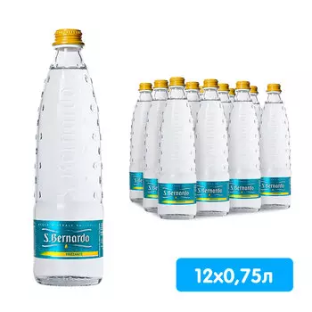 Вода San Bernardo 0,75 литра, газ, стекло, 12 шт. в уп.