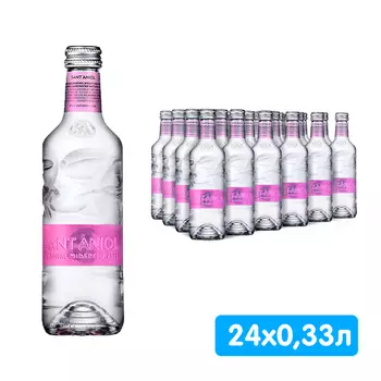 Вода Sant Aniol 0,33 литра, газ, стекло, 24 шт. в уп.