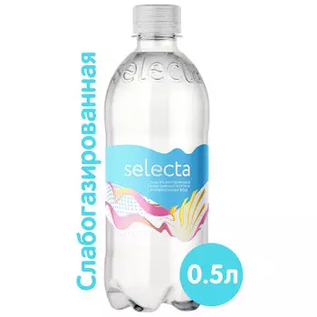 Вода Selecta питьевая купажированная 0.5 литра, слабогазированная, пэт, 12 шт. в уп.