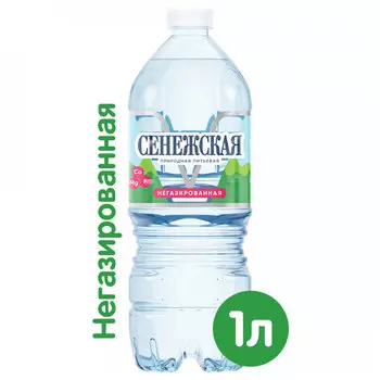 Вода Сенежская 1 литр, без газа, пэт, 6 шт. в уп.