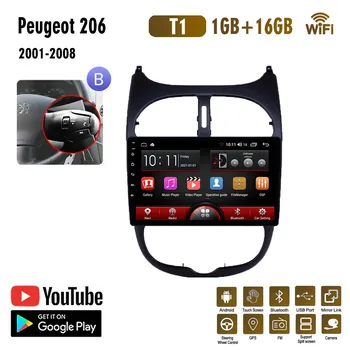 2 + 32 ГБ автомобильный радиоприемник для Peugeot 206 206CC 206SW 2000-2016 Citroen C2 2004-2008 плеер Android Carplay WIFI GPS навигация стерео 2din 1+16GB,A