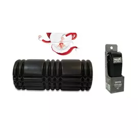 Цилиндр массажный Original Fit.Tools черный с ремешком для йоги в подарок FT-NYG-007