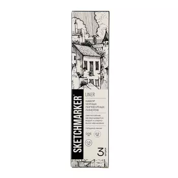 Набор ручек капиллярных SKETCHMARKER 3шт (0.05, 0.2, 0.5мм) черные NEW