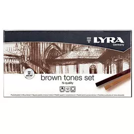 Набор сухой пастели Lyra "Polycrayons Pastel" 12 цв коричневые отенки