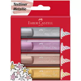 Набор текстовыделителей Faber-Castell "TL 46 Metallic" 4 цв., 1-5 мм, блистер