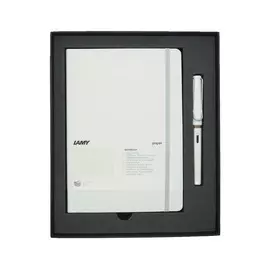 Набор ручка перьевая LAMY Safari, F, Белый+Записная книжка, мягкий переплет, А5, белый